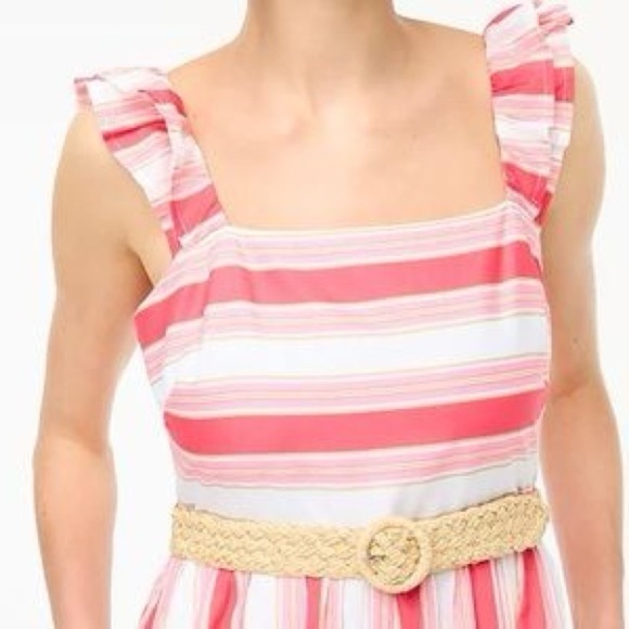 NWT! J. Crew Pink Striped Cotton Midi Dress. Size 14. - Picture 4 of 6
